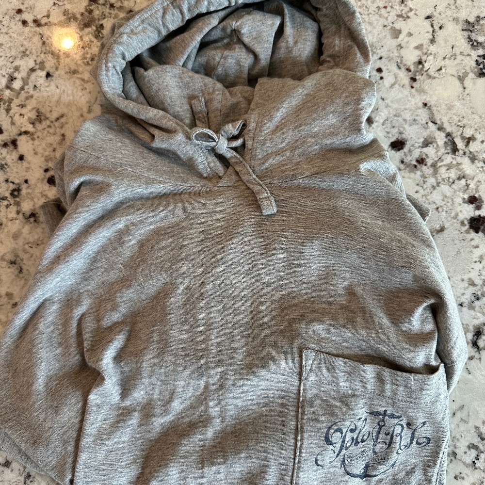 Polo Ralph Lauren Mens Designer Pocket Hoodie (Grey) - Medium